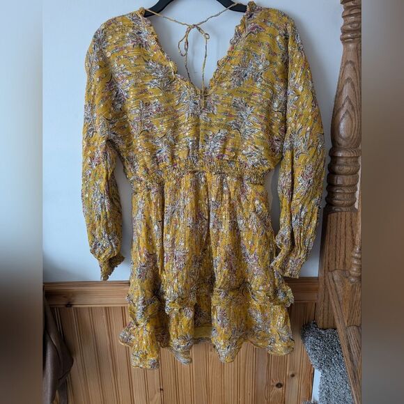 The Kooples Floral Print Ruffle Trimmed Silk Blend Crepe Dress Size 3 (6/8) - Picture 9 of 9